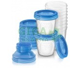 AVENT VIA zásobníky 10x180ml s víčky+adaptér