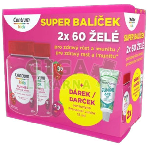 Centrum Kids Gummies malina a jahoda 2x60ks+dárek