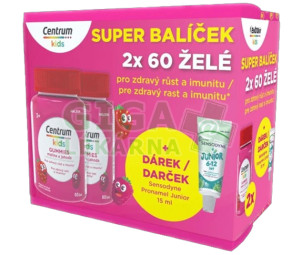 Centrum Kids Gummies malina a jahoda 2x60ks+dárek