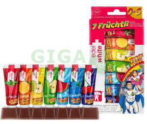 EDEL+WHITE Ovocné zubní pasty pro děti 7ks x 9.4ml
