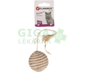 Flamingo Hračka pro kočky Míček s jutou 6cm