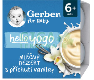 Gerber Hello yogo mléčný dezert s příchutí vanilky 4x100g od ukončeného 6. měsíce