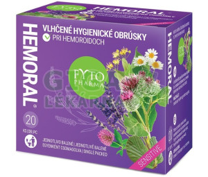 Hemoral vlhčené hyg. ubrousky na hemoroidy 20ks