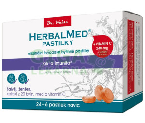 HerbalMed pastilky Dr Weiss Šalvěj ženš.vit.C 24+6