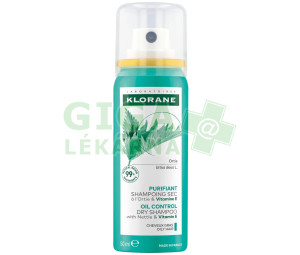 KLORANE Suchý šampon s kopřivou&vitamínem E na mastné tmavé vlasy 50ml