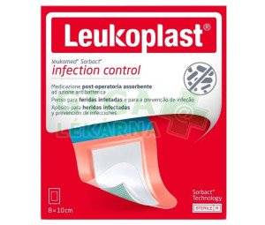 Leukomed Sorbact pooperační antimikrobiální krytí s transparentním voděodolným filmem 8x10cm 20ks