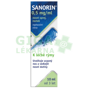 Obrázek Sanorin Nosní sprej roztok 0.5mg/ml 10ml