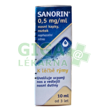 Obrázek Sanorin Nosní kapky roztok 0.5mg/ml 10ml