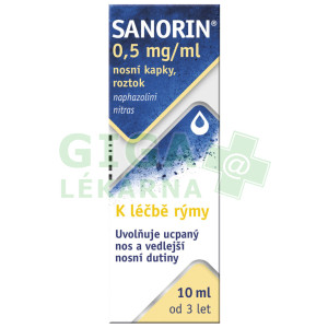Sanorin Nosní kapky roztok 0.5mg/ml 10ml