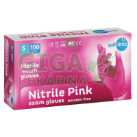 SOFTCLINIC Nitril ruk.vyšetř.nepudr.růžové S 100ks