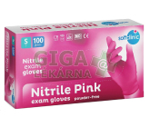 SOFTCLINIC Nitril ruk.vyšetř.nepudr.růžové S 100ks