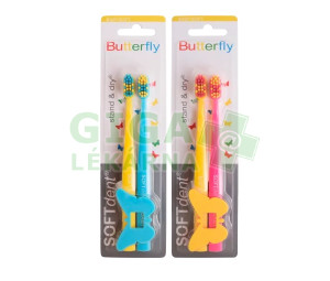 SOFTdent Butterfly dětský zubní kart.mix barev 2ks