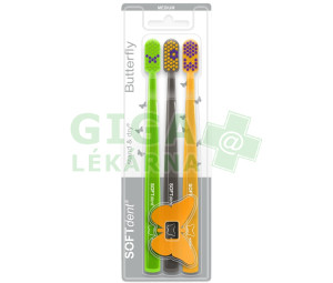SOFTdent Butterfly zubní kartáček MEDIUM 3ks