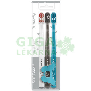 Fotka SOFTdent Butterfly zubní kartáček SOFT 3ks Obrázek SOFTdent Butterfly zubní kartáček SOFT 3ks