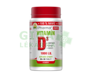 Vitamín D3 Forte 1000 I.U. tbl.90+90 Bio-Pharma
