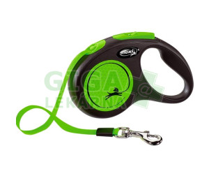 Vodítko Flexi Neon S pásek 5m/15kg černá/zelená