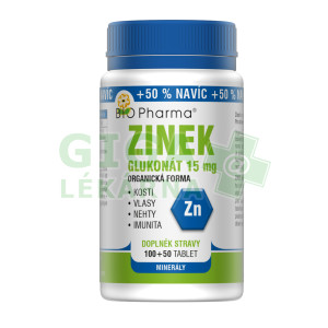 BIO-Pharma Zinek glukonát 15mg 150 tbl.