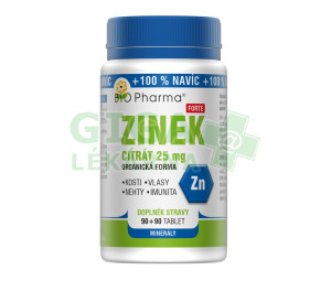 Zinek citrát Forte 25mg tbl.90+90 Bio-Pharma